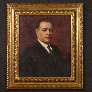 Dipinto firmato Angelo Garino e datato 1931, ritratto di uomo