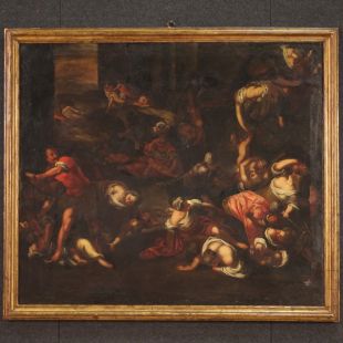 Großes Gemälde aus dem 17. Jahrhundert, das Massaker an Unschuldigen