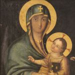 Antico dipinto italiano religioso Madonna con bambino del XVIII secolo
