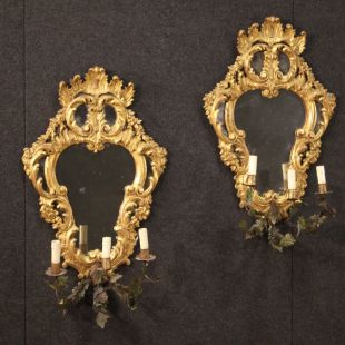 Coppia di specchiere veneziane dorate