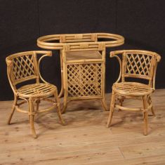 Set di mobili italiani del '900, coppia di sedie e tavolino