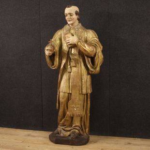 Grande scultura lignea San Francesco di Sales del XVIII secolo