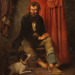 Antico dipinto italiano personaggio del XIX secolo