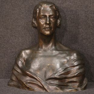 Scultura in bronzo busto di dama firmato e datato 1930
