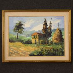 Quadro dipinto olio su tela con cornice epoca 900