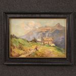 Small painting signed landscape painting from the 1950s