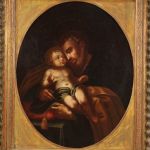 Religiöses italienische Gemälde, Heiliger Josef mit dem Kind aus dem 18. Jahrhundert