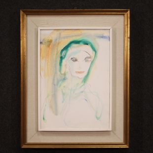 Dipinto italiano ritratto femminile del XX secolo