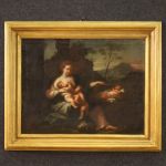 Antique Italian painting allegory of motherhood from the 18th century