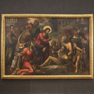 Grande quadro religioso del XVII secolo, la Resurrezione di Lazzaro