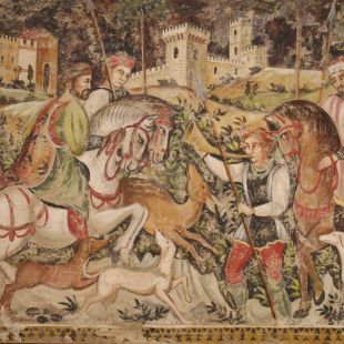 Affresco su tela in stile medievale del XX secolo