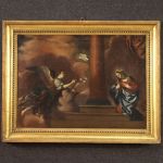 Antico dipinto religioso Annunciazione del XVIII secolo