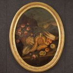 Nature morte peinture ovale du 18ème siècle