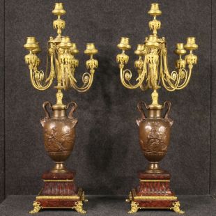 Rara coppia di candelabri firmati Ferdinand Barbedienne del XIX secolo
