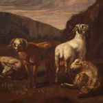 Peinture italienne de paysage pastoral du 18ème siècle