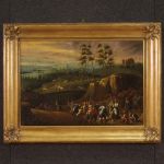 Peinture italienne avec voyageurs du 18ème siècle