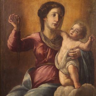 Antico dipinto Madonna con bambino del XVIII secolo
