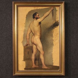 Dipinto studio di nudo del XIX secolo