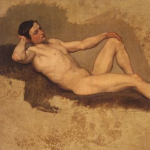 Dipinto nudo maschile del XIX secolo