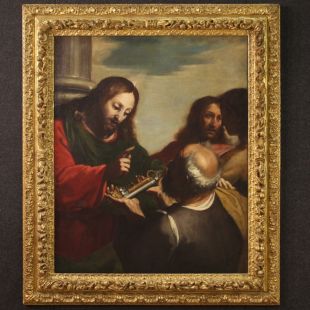 Grande quadro del XVII secolo, Gesù consegna le chiavi a San Pietro