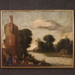 Paysage avec personnages de la première moitié du 18ème siècle