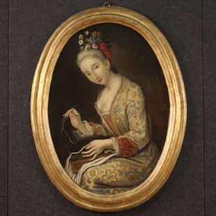 Ritratto ovale di dama del XVIII secolo