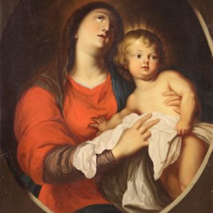 Dipinto religioso Madonna con bambino del XIX secolo