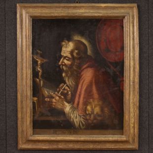 Dipinto religioso del XVII secolo, San Girolamo nello studio