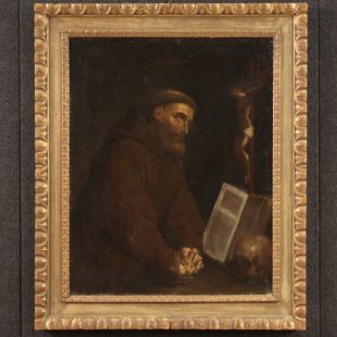 Antico dipinto italiano del XVII secolo, San Francesco