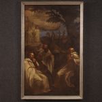 Grande dipinto antico della prima metà del XVIII secolo, la Visione di San Romualdo