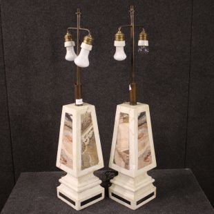 Beautiful pair of 1960s marble lamps