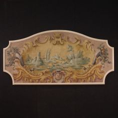 Quadro su tela con cornice dipinto architetture personaggi epoca 700