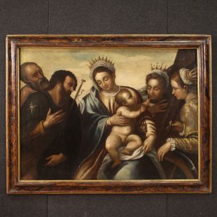 Grande dipinto veneto del XVI secolo, Madonna col Bambino e Santi con lo Scapolare
