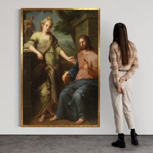 Grande dipinto italiano del XVII secolo, Cristo e la Samaritana al pozzo