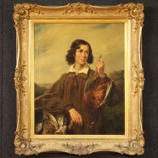 Ritratto di giovane gentiluomo con cacciagione del XIX secolo