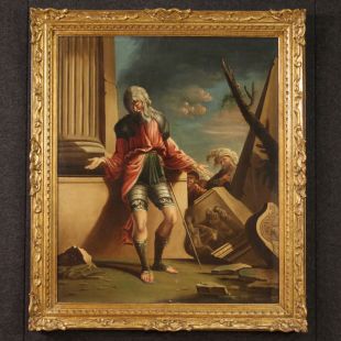 Antico dipinto del XVII secolo, Belisario cieco viene riconosciuto da un soldato