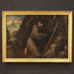 Italian religious painting Saint Francis from the 18th century