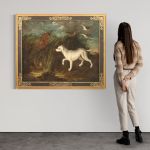 Antike Gemälde Landschaft mit Jagdhunden des 18. Jahrhundert
