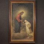 Antico dipinto italiano Cristo e Santa Caterina da Siena del XIX secolo