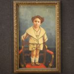Dipinto ritratto di bambino firmato e datato 1921