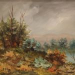 Piccolo paesaggio impressionista firmato E. Ferri