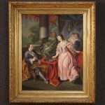 Peinture du 18ème siècle, couple jouant aux échecs