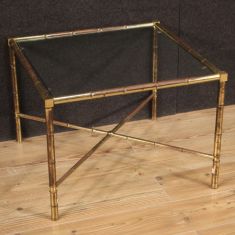 Mobile In metallo dorato tavolo vintage piano in vetro epoca 900