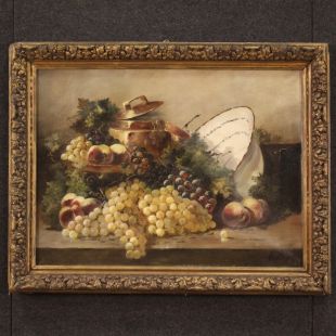 Antico dipinto francese natura morta del XIX secolo