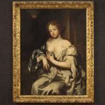 Dipinto antico ritratto di dama del XVII secolo