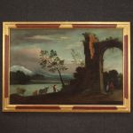 Painting landscape with ruins oil on canvas from 18th century