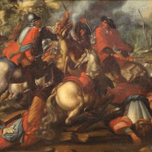 Antica battaglia con cavalieri del XVII secolo