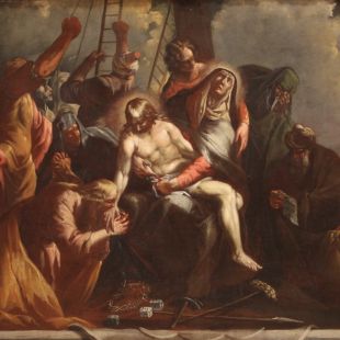 Antico dipinto religioso del XVIII secolo, Compianto sul Cristo morto