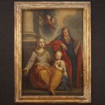 Antico dipinto L'educazione della Vergine del XVII secolo