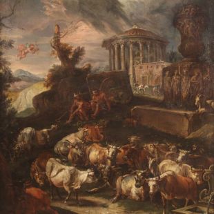 Antico dipinto mitologico del XVIII secolo, Mercurio e Argo